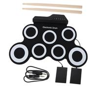 FUNOMOCYA Hand Roll up Electronic Drum Kit USB Charging Portable Silicone Practice Drum Set Foldable Black for Beginners and Adult Music Instrument