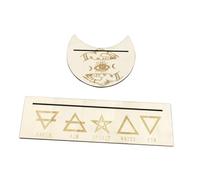 FUNOMOCYA Handmade Wooden Tarot Card Holder Stand Lightweight Decorative Display Easel for Divination Meditation Religious Altar Accessory Moon Shape and Cards
