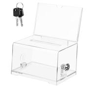 FUNOMOCYA High Transparency Acrylic Donation Box with Lockable Secure Slot Sign Holder for Charity Fundraising Voting Raffle Ticket Collection and Feedback