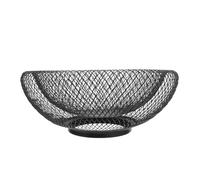 FUNOMOCYA Iron Double Layer Hollow Bird Nest Fruit Basket for Kitchen Countertop Breathable Mesh Storage Bowl for Fruits Vegetables and Snacks Compact Sturdy Black Wire Organizer for Modern