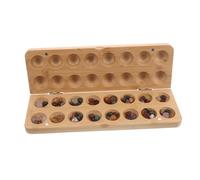 FUNOMOCYA Mancala Board Game with Bamboo Base and Natural Stone Pebbles Educational Mathematical Puzzle for Indoor Play and Cognitive Skill Development
