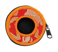 FUNOMOCYA Meditation Bell Storage Bag in Red Cotton Cloth with Delicate Embroidered Patterns, Secure Storage and Easy to Carry, for Temple Use and Buddhist Meditation Bells