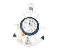 FUNOMOCYA Mediterranean Style Boat Anchor Hanging Clock Creative Nautical Wall Decor Unique Ship Ornament for Living Room Bedroom Mirror Surface Design D Style