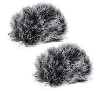 FUNOMOCYA Microphone Covers Easy to Put and Remove Black Windproof 2pcs Protecting from Spit Clip-on Microphone Accessory with Imitation Plush Material for Recording and Stage Use