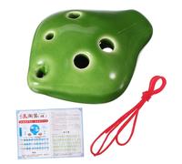 FUNOMOCYA Mini Ceramic Alto C Ocarina 6-hole Short Mouthpiece with Green Lanyard and Music Sheet, Small Portable Wind Instrument for Beginner Practice and Ocarina Necklace