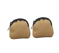 FUNOMOCYA Mini Coin Purse Set of 2 Zipper, Portable Mud Color Small Pouch for Women and Men, Waist Bag Card Holder and Earphone Storage, Convenient Belt Organizer Wallet