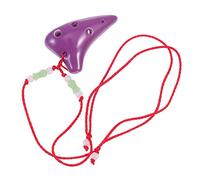 FUNOMOCYA Mini Ocarina 6 Holes Set Round Finger Hole Comfortable to Hold Beginner Ethnic Instrument Playing Tutorial Bag and Lanyard Purple Dolomite Random Color
