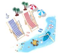 FUNOMOCYA Miniature Beach Scene Props Set Micro Summer Decor for Pretend Play Realistic Beach Chair Accessories for Dollhouse Miniature Landscape