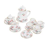 FUNOMOCYA Miniature Ceramic Doll House Tea Red Cherry Tiny Teapot Cups Saucer Dollhouse Accessories Decorative Kitchen