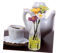 FUNOMOCYA Miniature Daisy in Transparent Glass Vase Mini Potted Flower Ornament for Dollhouse Decor Tiny House Decoration with Realistic Artificial Flowerpot for Bonsai Shelf Dashboard
