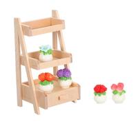 FUNOMOCYA Miniature Dollhouse Flowers with Stand Shelf Realistic Faux Potted Plants for Fairy Garden Office Desk and Doll House Decoration Detailed Craftsmanship and Versatile Placement