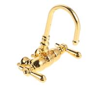 FUNOMOCYA Miniature Faucet Model Doll House Dollhouse Bathtub Miniature Tap Kitchen Old Style Faucet Mini Bathroom Playset Bathtub Alloy Golden
