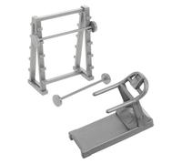 FUNOMOCYA Miniature Fitness Model Kit 2Pcs Including Treadmill and Dumbbell Rack for Dollhouse and Architectural Miniature Scenes
