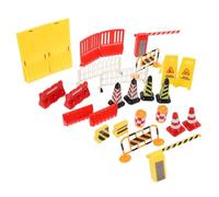FUNOMOCYA Miniature Traffic Sign Road Block for Realistic Bright Colors Simulation Scene Model Lightweight Educational Interactive Playthings for Boys and Age