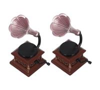 FUNOMOCYA Miniature Vintage Phonograph Model for Dollhouse Faux Record Player Ornament with Fine Detail Materials Easy Placement Retro Musical Instrument Decor for Victorian Style Home