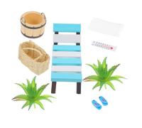 FUNOMOCYA Miniature Wooden Beach Lounge Chair Dollhouse Accessory Summer Micro Scene Ornament for DIY Doll House Beach Decorations Vivid and Detailed Micro Landscape Prop