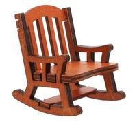 FUNOMOCYA Miniature Wooden Rocking Chair Model Handcrafted Vintage Dollhouse Furniture Decor Light Natural Wood Smooth Painted Surface for Dollhouse Fairy Garden Photo Props and Interior