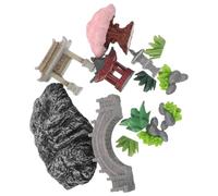 FUNOMOCYA Miniature Zen Garden with Stone Pagoda and Bridge Traditional Chinese Style Mini Fairy Garden Decoration for Balcony Patio Porch and Compact Micro Landscape Ornament