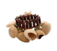 FUNOMOCYA Natural African Coconut Shell Handbell Bracelet, Handmade Percussion Wrist Shaker Musical Instrument, Tribal Craft Nut Shell Hand Chain for Rhythm and Dance