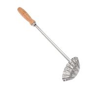 FUNOMOCYA Non Stick Stainless Steel Frying Spoon with Half Wood Handle Medium Fried Food Mold for Kitchen Cooking Lightweight and Practical Oil Scoop for Home and Restaurant Use