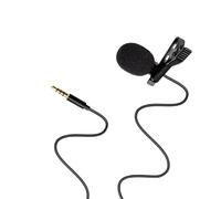 FUNOMOCYA Omnidirectional Clip-On Lavalier Microphone Mini Lapel Mic with 3.5Mm Jack for Phone and PC Recording, Includes Black and Red Foam Windscreens for Interviews and Vlogging