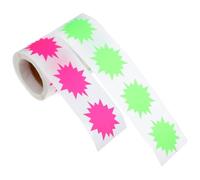 FUNOMOCYA Paper Price Tag Stickers Removable and DIY Friendly Labels Self-Adhesive Fluorescent 2 Rolls with Dynamically Shaped Design for Art Classes and Grocery Store Pricing