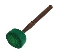 FUNOMOCYA Peach Wood Sound Bowl Mallet Lint Cloth Green Handle - Sturdy and Easy to Hold Meditation Accessory for Singing Bowls