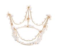 FUNOMOCYA Pearl Crown Shape Cake Ornament Premium Wedding Hair Decor Party Decoration for Birthday Bridal Headdress Elegant Cake Topper