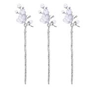 FUNOMOCYA Pearl Hair Sticks that Will Not Scratch Scalp 3pcs with Blossom Patterns Vintage Style Zinc Alloy and False Pearl Material Elegant Hair Forks for Daily Life and Banquets