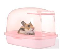 FUNOMOCYA Plastic Health Hamster Pets Bath Small Sand, Squirrels Box Pet Pink Bathroom with Simple Elegant Design, Beneficial to Put the Cage Pet's Suitable