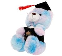 FUNOMOCYA Plush Graduation Bear Doll with Hat Soft Stuffed Animal Friends and Family Cute Black Hoodie Bear Plush for Decoration and Keepsake Comfortable Fabric and PP Cotton Material