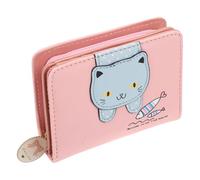 FUNOMOCYA Portable Cute Cat Pu Wallet Coin Purse, Compact Cartoon Card Organizer with Zipper, for Leisure Walking and Traveling