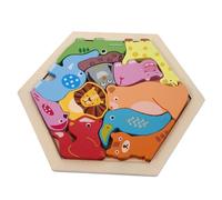 FUNOMOCYA Portable Wooden Animal Puzzle for Cartoon Forest Animals Educational Safe Smooth Edges Travel for Interactive Learning and Parent Play