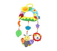 FUNOMOCYA Rainbow Hanging Car Seat with Wind Chime Soft Plush Animal Crib and Stroller for Newborns Washable Sensory Rattle to Stimulate Visual Development and Encourage Grasping Skills