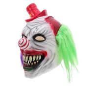 FUNOMOCYA Realistic Horror Clown Mask with Vibrant Purple Green Wig Lightweight Full Face Latex Scary Circus Costume Accessory for Men Comfortable Fit for Halloween Parties and Haunted House