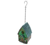FUNOMOCYA Resin Bird House Decorative Garden Nesting Box Sturdy Outdoor Hanging Bird Hut for Backyard Wildlife Conservation and Easy Cleaning