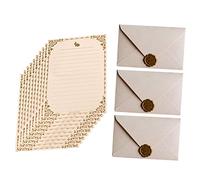 FUNOMOCYA Retro Style Burlap Texture Letter Paper and Envelopes Set 3 Burlap White Envelopes, 10 White Rabbit Writing Papers, and 3 Wax Seals for Student Stationery and Festival Correspondence