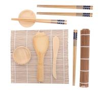 FUNOMOCYA Reusable Sushi Rolling Kit with Mat Plates Sticks Spatulas Easy-Clean Beginner-Friendly Sushi Maker for Rolls and Visual Ingredient Control