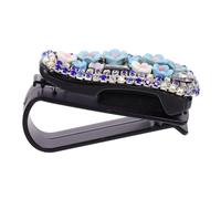 FUNOMOCYA Rhinestone Car Glasses Holder Clip for Visor Multi-functional Sunglasses and Card Mount Fashionable Bling Design Practical Auto Accessory for Extra Storage