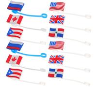 FUNOMOCYA Set of 12 Straw Caps Silicone Straw Covers Nation Flag Themes Straw Toppers for Tumblers Reusable Straws