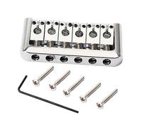 FUNOMOCYA Silver Fixed Guitar Bridge Tailpiece with Saddles Easy Installation Standard String Spacing Replacement Parts for Electric Guitars