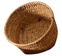 FUNOMOCYA Small Storage Basket Lid Seagrass Braid Fruit Basket Home Supply Daily Use Snack Container