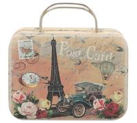 FUNOMOCYA Small Travel Suitcase False Eyelash Storage Box Vintage Metal with Handle, Mini Jewelry Organizer Case for Desktop Ornament and Jewelry Storage, Portable Capacity