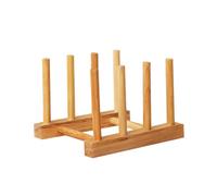 FUNOMOCYA Solid Wood Dish Rack Drying Drainer Bamboo Kitchen Storage Organizer Three-compartment Plate and Cup Shelf for Neat Cabinet Organization