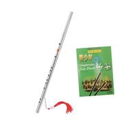 FUNOMOCYA Stainless Steel Dizi Flute Set Instruction Book, 304 Stainless Steel Vertical Wind Instrument for Beginners, Chinese Traditional Woodwind Instrument for Music Learning