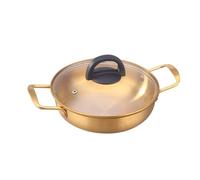 FUNOMOCYA Stainless Steel Korean Ramen Pot with Dual Handles Stovetop Cooking Pot for Induction and Electric Cookers Soup Pan for Home Use Easy to Clean and Heat-resistant