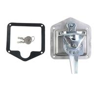 FUNOMOCYA Stainless Steel T-Handle Lock for Trailer and Rv Toolbox with Waterproof Cover, Foldable Flat Surface Box Lock with 2 Keys, Trailer Door Security Latch for Truck and Camper