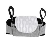 FUNOMOCYA Stroller Organizer Bag with Detachable Hanging Strap Multifunctional Diaper and Wet Dry Storage Pouch for Pram Buggy Travel Gray Arrow Design