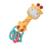 FUNOMOCYA Teething Maracas Sensory with Soft Animal Shape Handheld Music Rhythm Stick for Early Development Soothing Chewable Material for Boys and Yellow No Battery