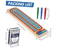 FUNOMOCYA Traditional Wooden Cribbage Board with Cards and Multi-colored Pegs Pine Tabletop Game for Family Fun Hand-eye Coordination Creativity Development Gift for All Ages